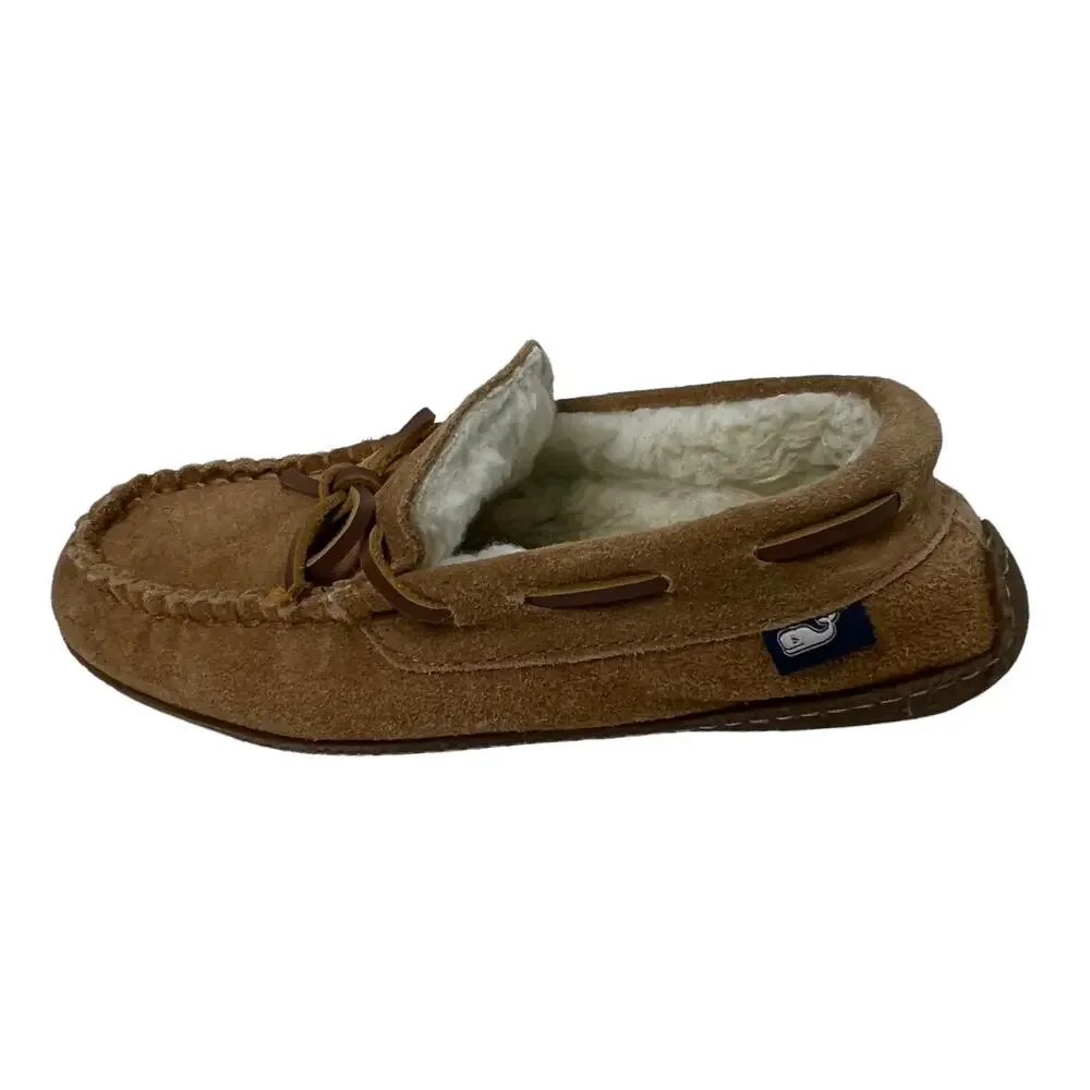 Vineyard Vines Boy's Slippers Moccasins Chestnut Lined Suede Leather‎ Slip-On 6M